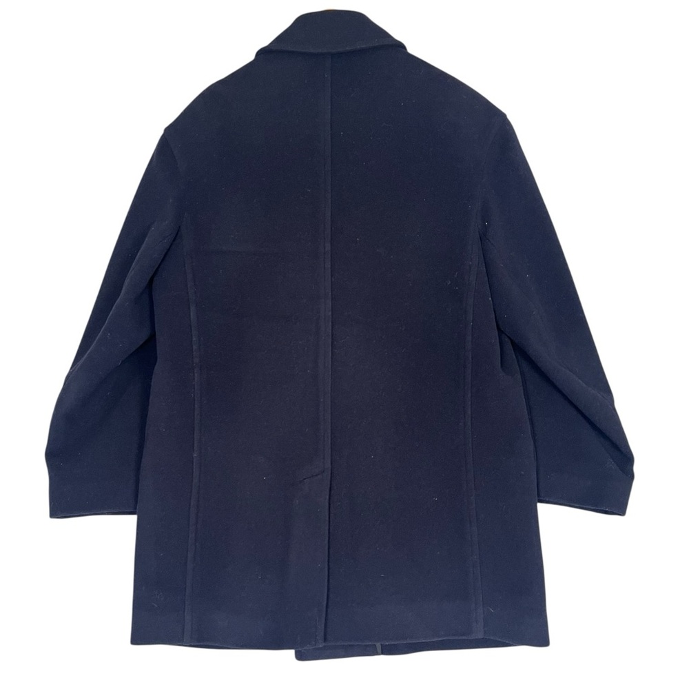 Navy Blue Wool Pea Coat Mens 38 Double Breasted Fisherman Nautical Classic Prep - Picture 4 of 9